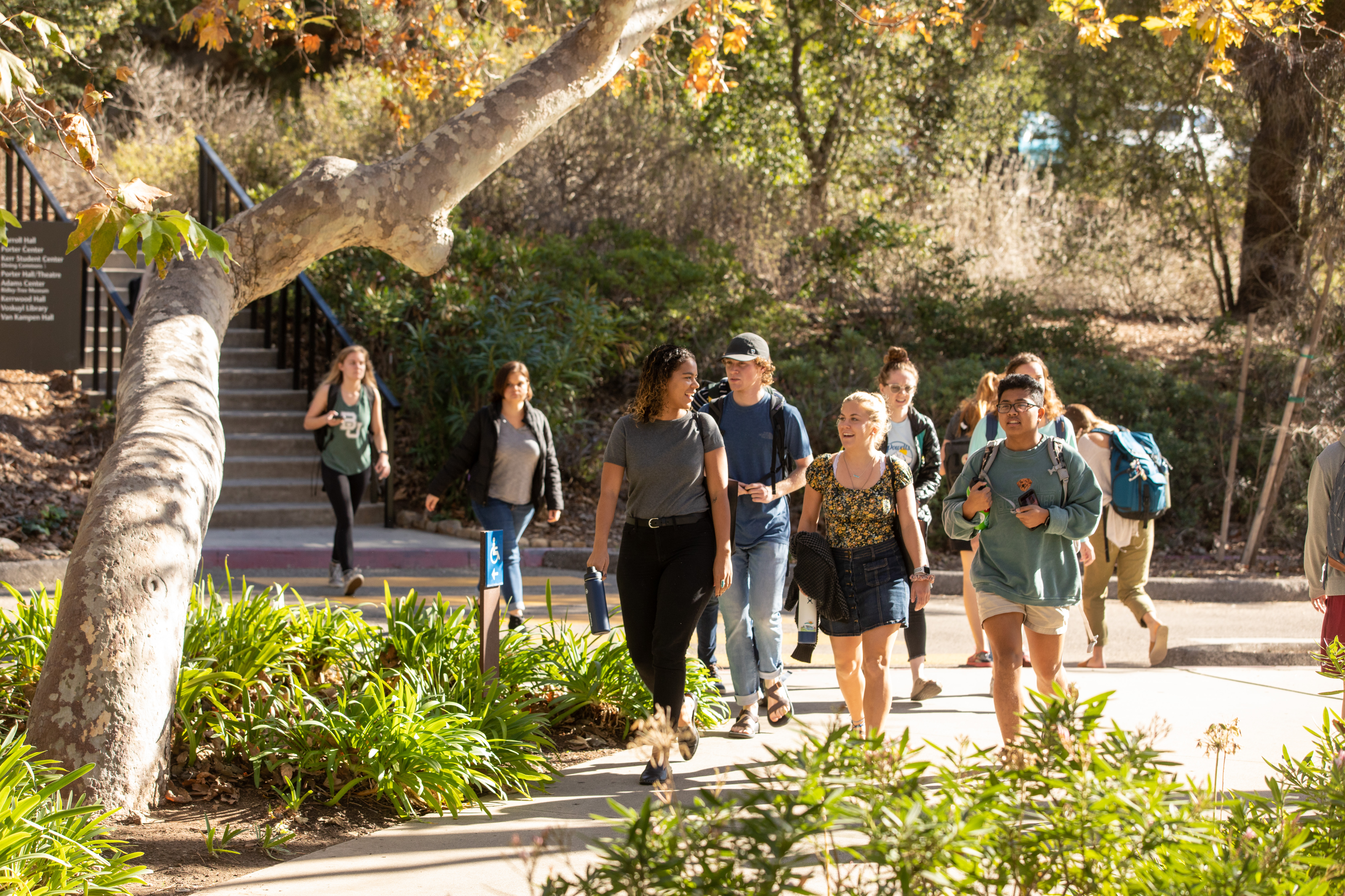 students walking on campus