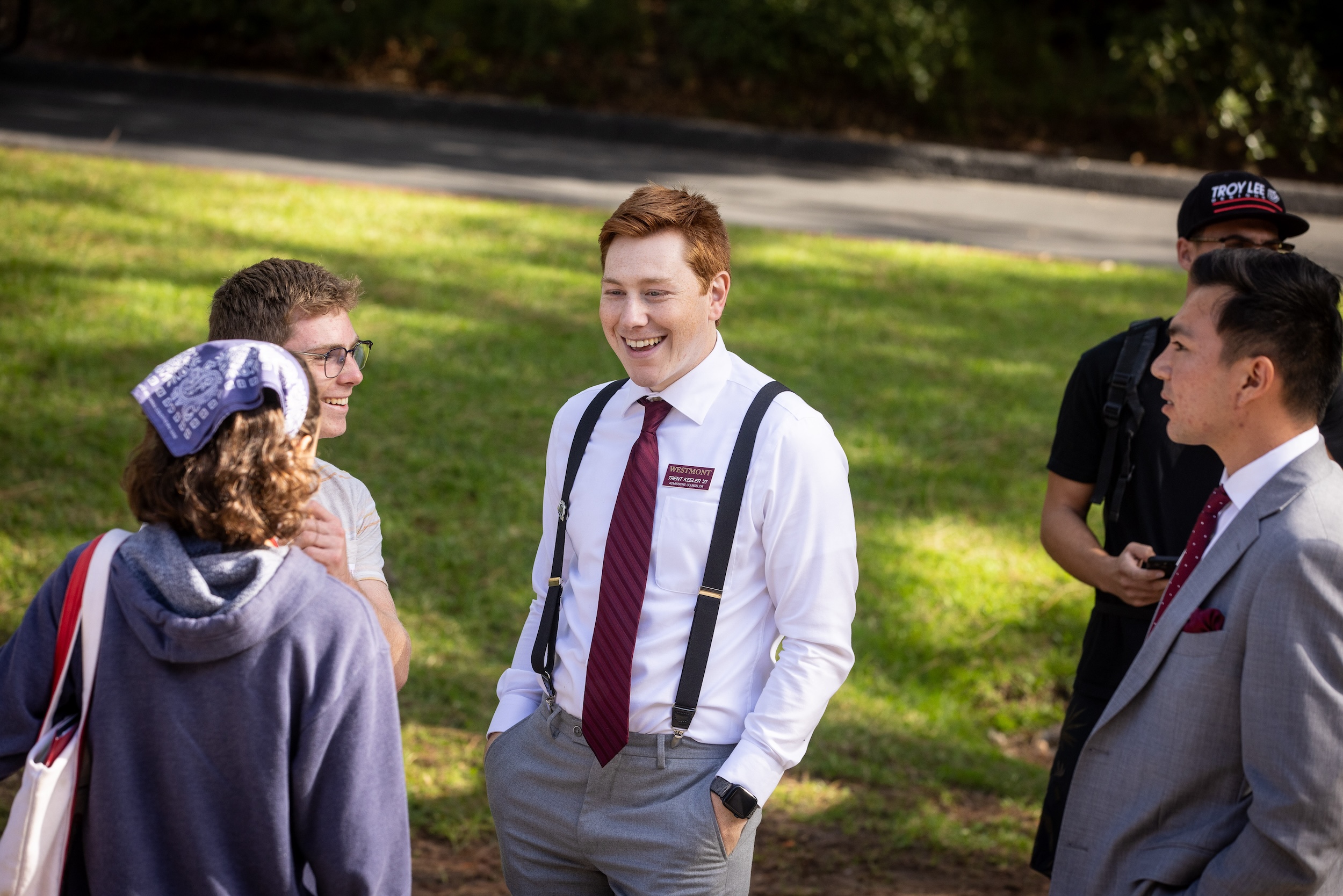 students talking and smiling