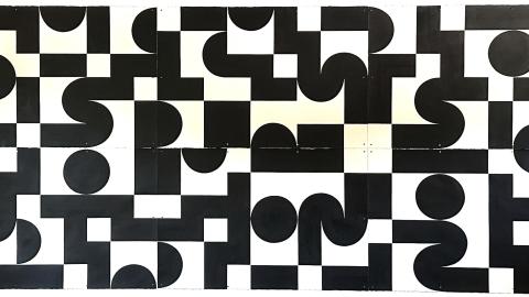 Black and white geometric art.